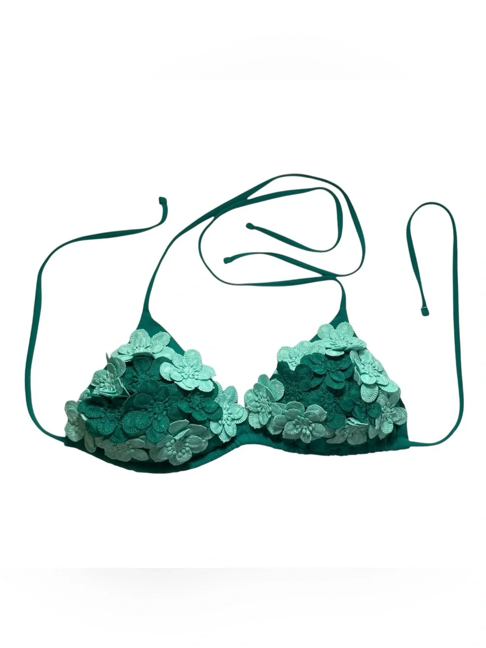 Pepita Forte dei Marmi Teal Flower Appliqué Micro Bikini Set XS Vaca Influencer